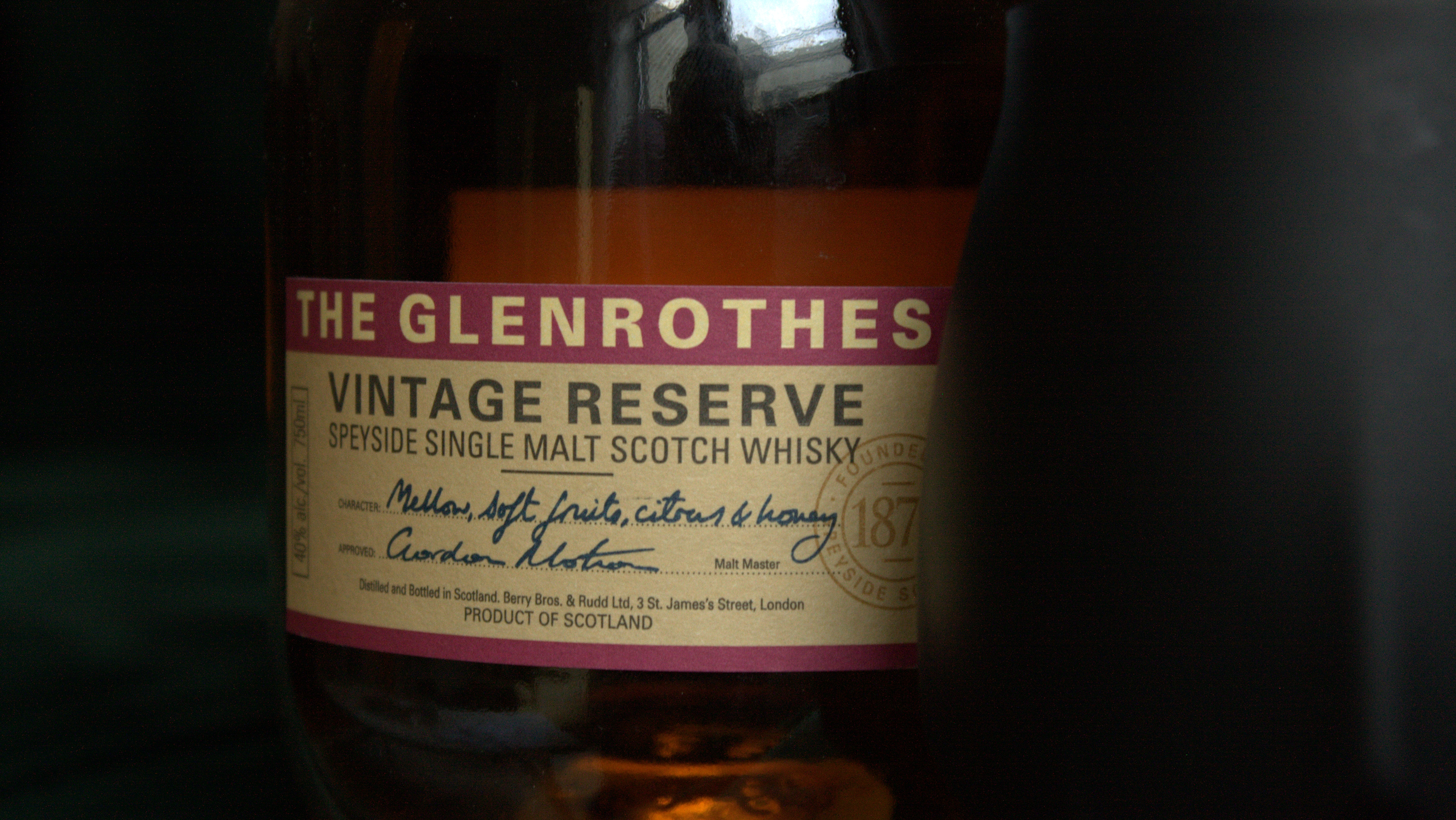 The Glenrothes Vintage Reserve Label