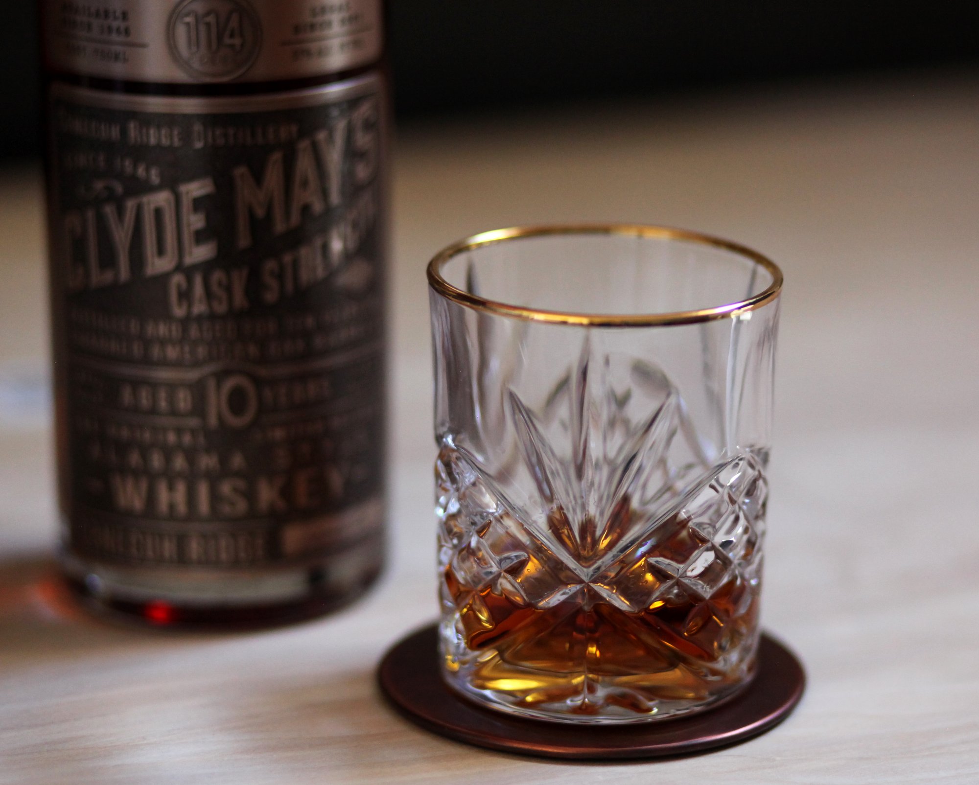 Clyde May's Cask Strength 10 Year Whiskey in Glass