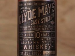 Clyde May's Cask Strength 10 Year Whiskey label