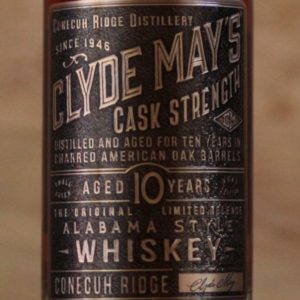 Clyde May's Cask Strength 10 Year Whiskey label